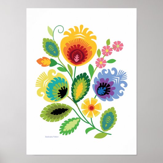 Polnisches Folk Art Yellow Blume Poster (Vorne)