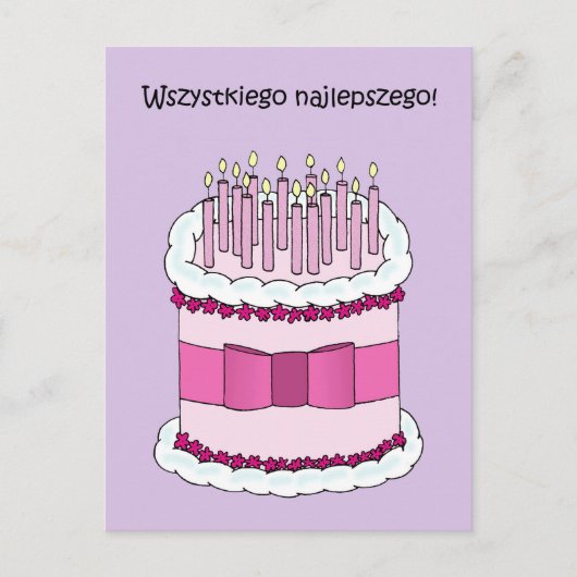 Polnisches Glück Geburtstag Wszystkiego Najlepszeg Postkarte (Vorderseite)