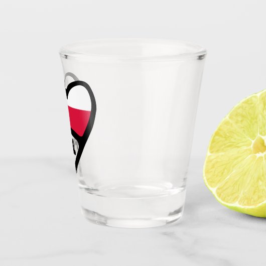 Polnisches Ländercode Flaggenherz, POL Schnapsglas (Rechts)