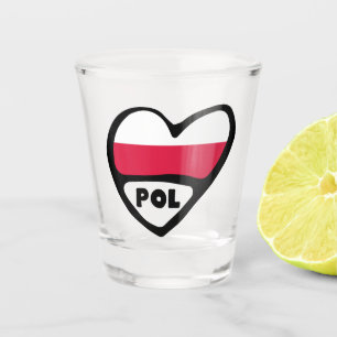 Polnisches Ländercode Flaggenherz, POL Schnapsglas