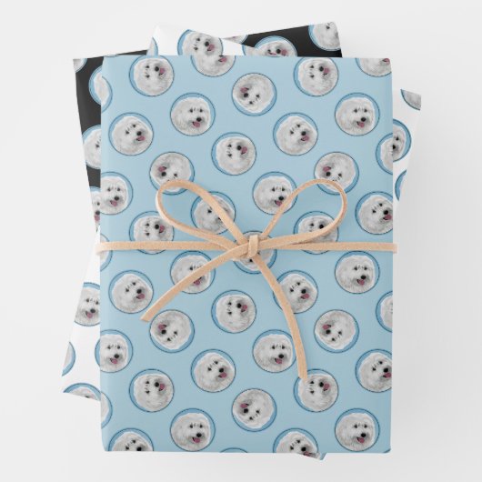 Polnisches Lowland Sheepdog Malerei Original Hunde Geschenkpapier Set (Beispiel)