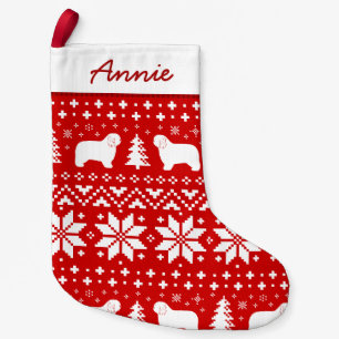Polnisches Lowland Sheepdog Silhouetten Niedliches Kleiner Weihnachtsstrumpf