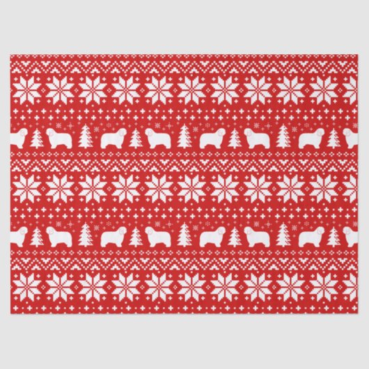 Polnisches Lowland Sheepdogs Christmas Pattern Red Seidenpapier (Vorderseite)