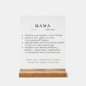 Polnisches Mum-Geschenk - MAMA Definition Acrylschild (Vorderseite)