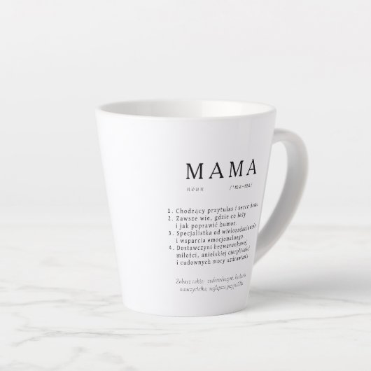 Polnisches Mum-Geschenk - MAMA Definition Milchtasse (Rechte Ecke)