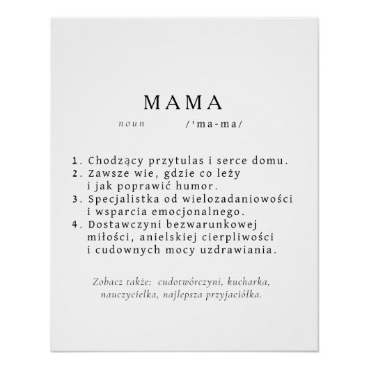 Polnisches Mum-Geschenk - MAMA Definition Poster (Vorderseite)