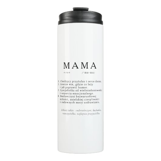 Polnisches Mum-Geschenk - MAMA Definition Thermosbecher (Vorderseite)