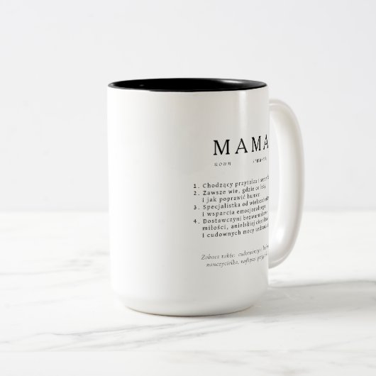 Polnisches Mum-Geschenk - MAMA Großes Definition Zweifarbige Tasse (VorderseiteRechts)