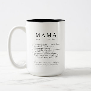 Polnisches Mum-Geschenk - MAMA Großes Definition Zweifarbige Tasse