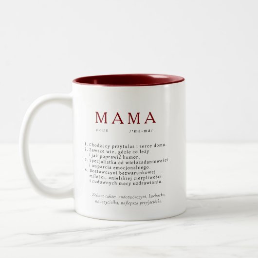 Polnisches Mummgeschenk - MAMA Definition braun Zweifarbige Tasse (Links)