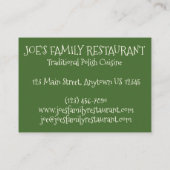 Polnisches Restaurant Diner Dumplings Pierogies Fo Visitenkarte (Rückseite)