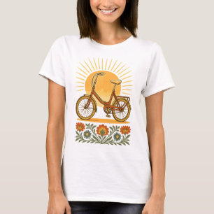 Polnisches Retro-Fahrrad-Volks-Sonnenuntergang T-Shirt