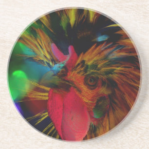 Polnisches Rooster und Herz Bokeh Getränkeuntersetzer