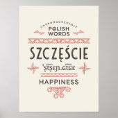 Polnisches Words Happiness Poster (Vorne)