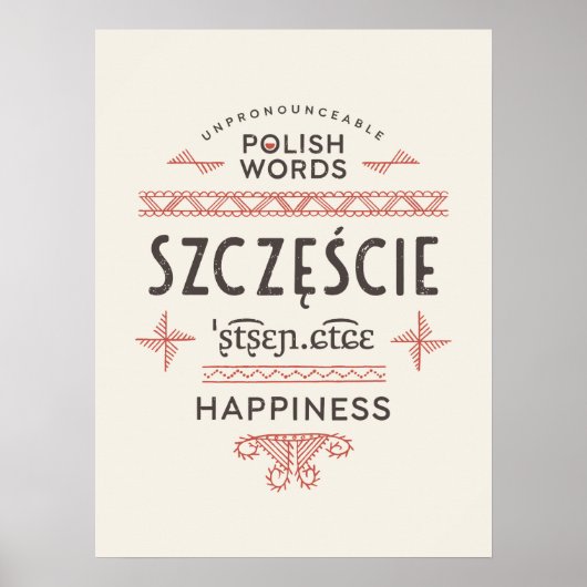 Polnisches Words Happiness Poster (Vorne)