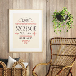 Polnisches Words Happiness Poster
