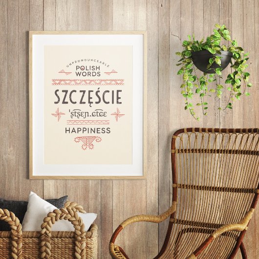 Polnisches Words Happiness Poster