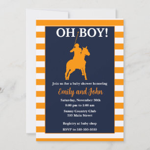 Polo-Baby-Shower-Einladung blau orange Einladung