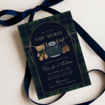 Polo-Baby-Shower-Einladung, Vornehmlicher Teddybär