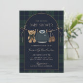 Polo Baby Shower Invitation, Preppy Teddy Bear Bab Einladung (Stehend Vorderseite)
