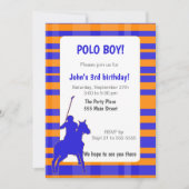 Polo Boy Birthday Invitation Royal Blue Orange Einladung (Vorderseite)