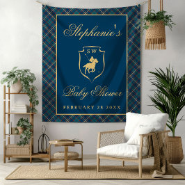 Polo Equestrian Classic Plaid Baby Shower Backdrop Wandteppich