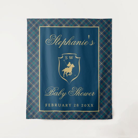 Polo Equestrian Classic Plaid Baby Shower Backdrop Wandteppich (Vorderseite)