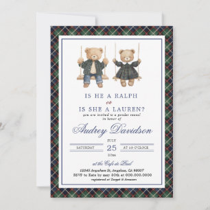 Polo-Geschlecht-enthüllende Tartan-Karodecke Einladung