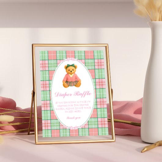 Polo Girl Teddy Bear Diaper Raffle Poster