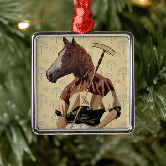 Polo Horse Portrait Ornament Aus Metall (Baum)
