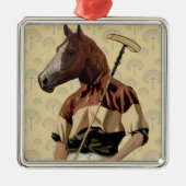 Polo Horse Portrait Ornament Aus Metall (Vorne)