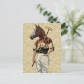 Polo Horse Portrait Postkarte (Stehend Vorderseite)