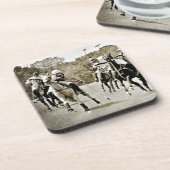Polo Horses Galloping Untersetzer (Linke Seite)