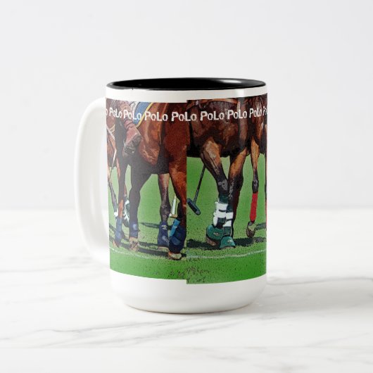 Polo-Huf-u. Holzhammer-Tasse Zweifarbige Tasse (Vorderseite Links)