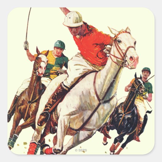 Polo Match Quadratischer Aufkleber (Vorderseite)
