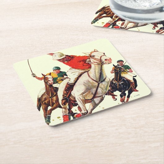 Polo Match Rechteckiger Pappuntersetzer (angewinkelt)