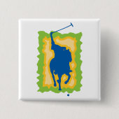 Polo Player Silhouette Modern Horseback Sports Button (Vorderseite)