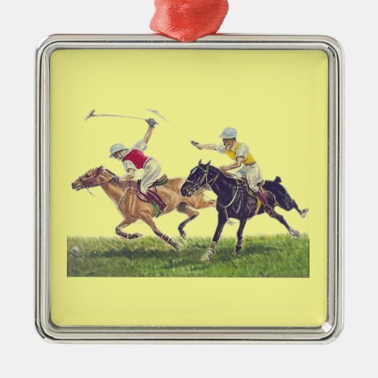 Polo Ponies Silbernes Ornament (Vorne)