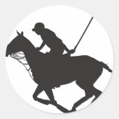 Polo Pony Silhouette Runder Aufkleber (Vorderseite)