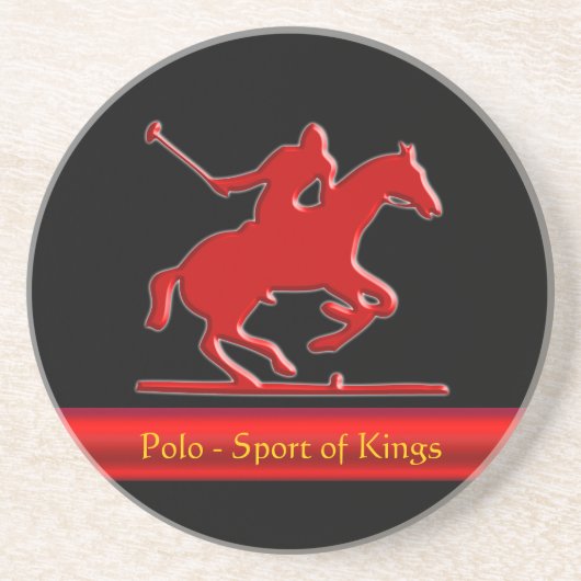 Polo Pony und Rider in roter Chrom-Optik Getränkeuntersetzer (Vorne)