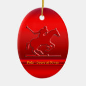 Polo Pony und Rider in roter Chrom-Optik Keramik Ornament (Vorne)