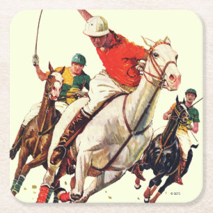Polo-Spiel Rechteckiger Pappuntersetzer
