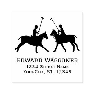Polo-Spieler Polo-Match Name Rücksendeadresse Permastempel