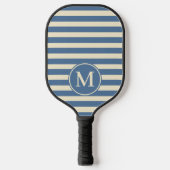 Polo-Streifen Capri Blue Monogram aus der Mitte de Pickleball Schläger (Vorderseite)