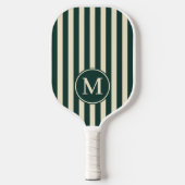 Polo-Streifen-grünes Monogramm aus der Mitte des J Pickleball Schläger (Vorderseite)