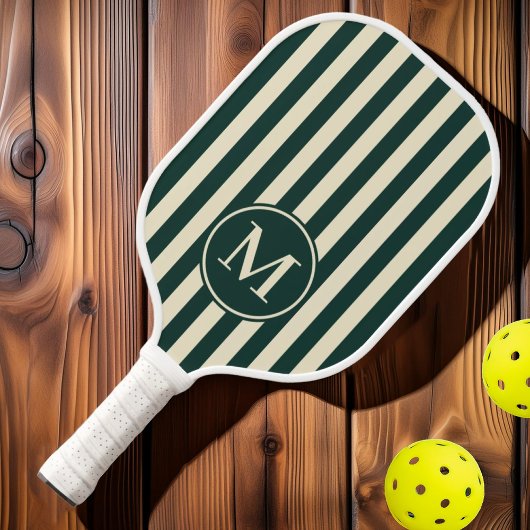 Polo-Streifen-grünes Monogramm aus der Mitte des J Pickleball Schläger