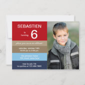 Polo Stripes Foto Geburtstag Einladung (Vorderseite)