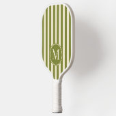 Polo-Striping Willow Green Monogram aus der Mitte  Pickleball Schläger (Links)