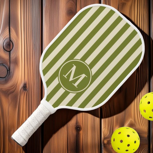 Polo-Striping Willow Green Monogram aus der Mitte  Pickleball Schläger