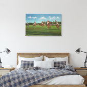 Polo Szene mit Spielern und Pferden auf dem Rasen Leinwanddruck (Insitu (Schlafzimmer))
